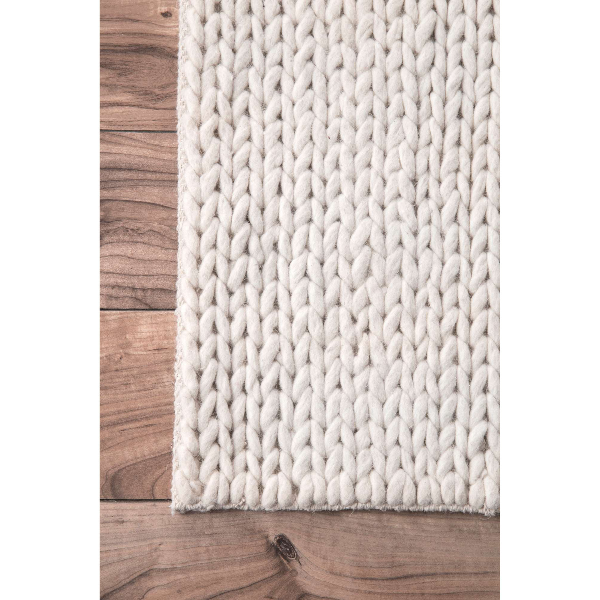Bungalow Rose Zayan Meika Chunky Wool Cable Beige Area Rug & Reviews Wayfair.ca
